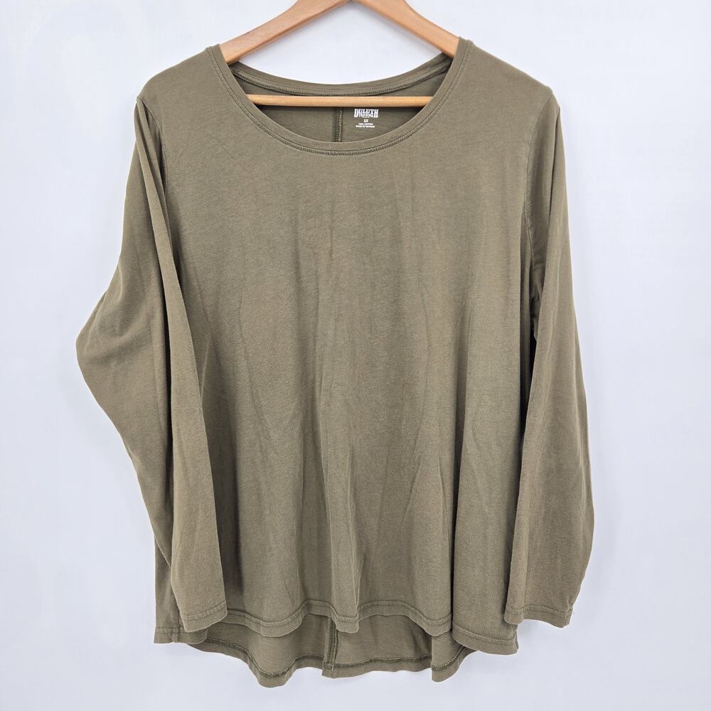Duluth Trading Co Long Sleeve T-Shirt Basic Minimalist Earthy Green Size 1X